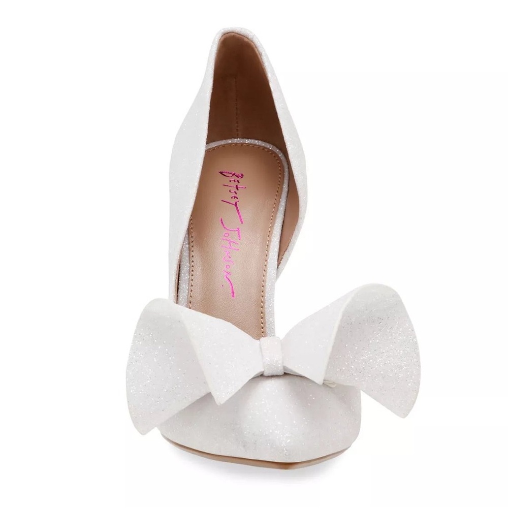 Betsey Johnson Glitter Cream Bow Heels - Picture 3 of 4